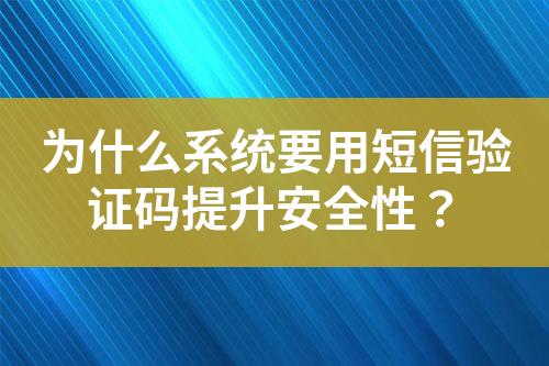 為什么系統(tǒng)要用短信驗(yàn)證碼提升安全性？