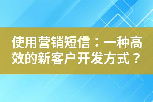 使用營銷短信：一種高效的新客戶開發(fā)方式？