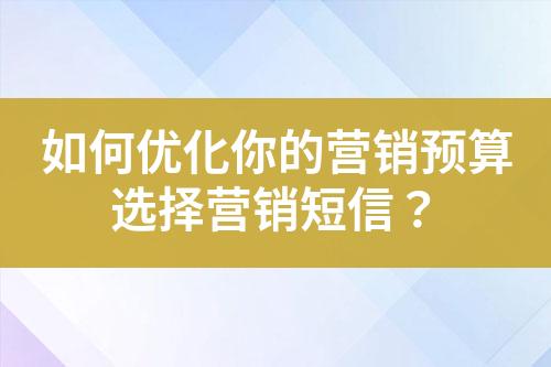 如何優(yōu)化你的營(yíng)銷預(yù)算選擇營(yíng)銷短信？