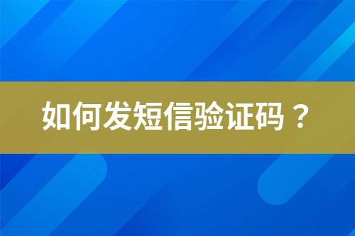 如何發(fā)短信驗證碼？