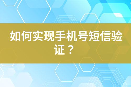 如何實(shí)現(xiàn)手機(jī)號短信驗(yàn)證？