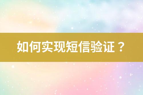 如何實(shí)現(xiàn)短信驗(yàn)證？
