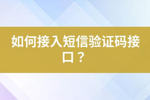 如何接入短信驗證碼接口？