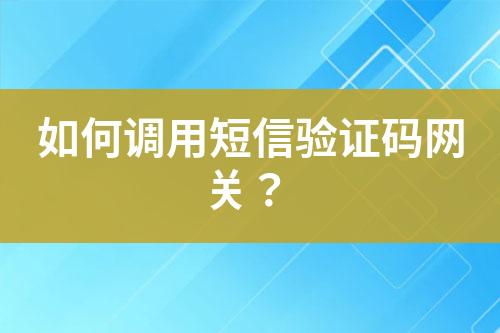 如何調(diào)用短信驗(yàn)證碼網(wǎng)關(guān)？