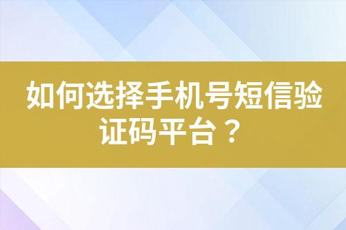 如何選擇手機(jī)號(hào)短信驗(yàn)證碼平臺(tái)？