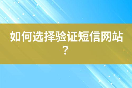如何選擇驗(yàn)證短信網(wǎng)站？