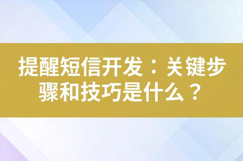 提醒短信開發(fā)：關(guān)鍵步驟和技巧是什么？