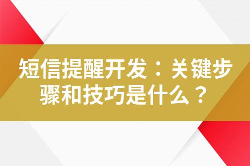短信提醒開(kāi)發(fā)：關(guān)鍵步驟和技巧是什么？