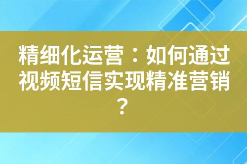 精細化運營：如何通過視頻短信實現(xiàn)精準營銷？
