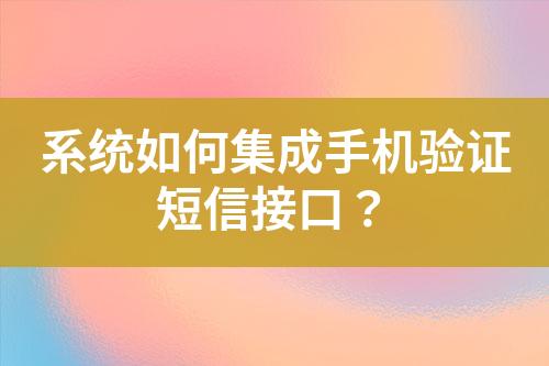 系統(tǒng)如何集成手機驗證短信接口？