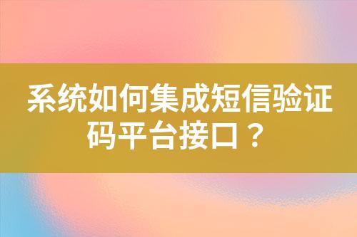 系統(tǒng)如何集成短信驗證碼平臺接口？