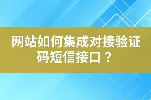 網(wǎng)站如何集成對接驗證碼短信接口？
