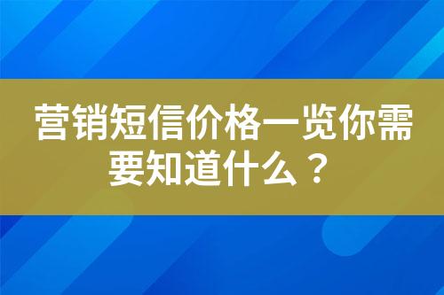 營銷短信價格一覽你需要知道什么？