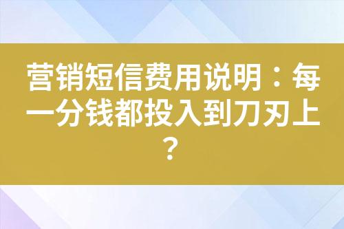 營銷短信費(fèi)用說明：每一分錢都投入到刀刃上？