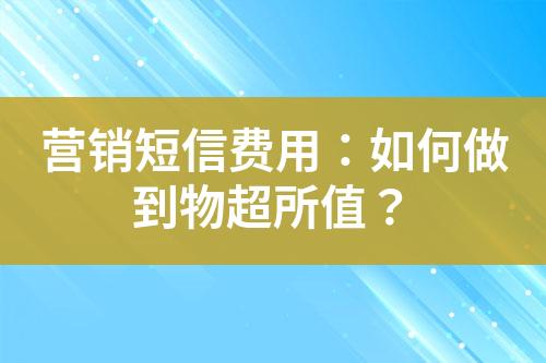 營銷短信費用：如何做到物超所值？