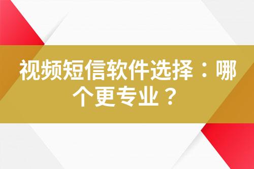 視頻短信軟件選擇：哪個更專業(yè)？