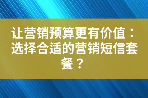 讓營(yíng)銷預(yù)算更有價(jià)值：選擇合適的營(yíng)銷短信套餐？