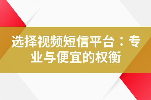 選擇視頻短信平臺(tái)：專業(yè)與便宜的權(quán)衡