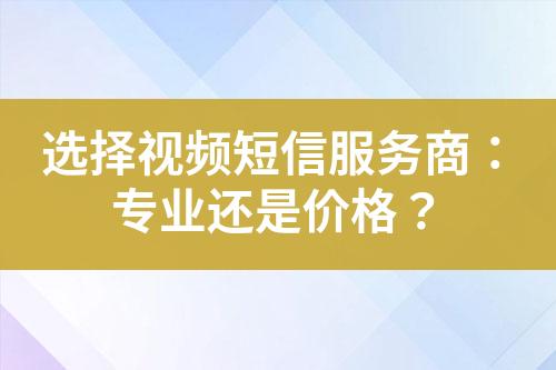 選擇視頻短信服務(wù)商：專業(yè)還是價格？