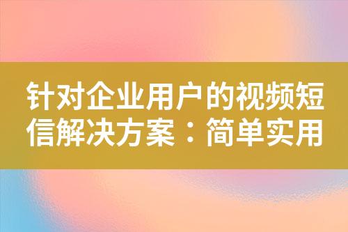 針對企業(yè)用戶的視頻短信解決方案：簡單實用